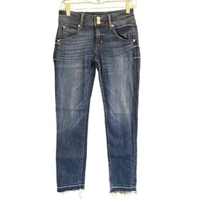 Hudson Women's Sz 26 Colin Slim Fit Jeans Dark Wash Denim Raw Hem Flap Pockets
